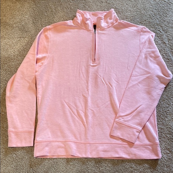Tommy Bahama Quarter Zip L/S Cotton Lightweight Pullover Sweatshirt Top Pink M - Picture 2 of 10